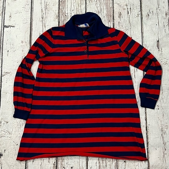 Vinage Polo Rugby Style Red and Blue Long Sleeve Casual Shirt - Picture 1 of 7
